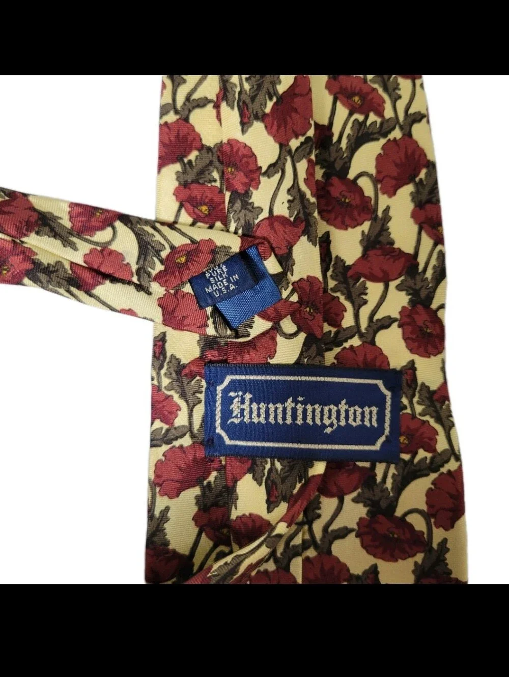 Huntington Mens 100% Silk Ties Lot Of Two Floral/Arches Print Vintage EUC